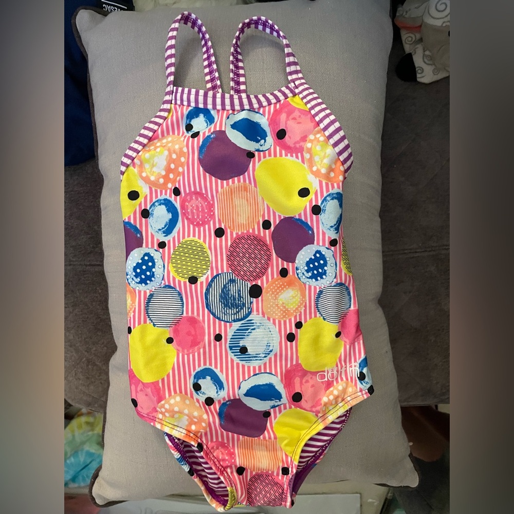Little Dolfin Kids Colorful Bubbles Dot Swimsuit size 4